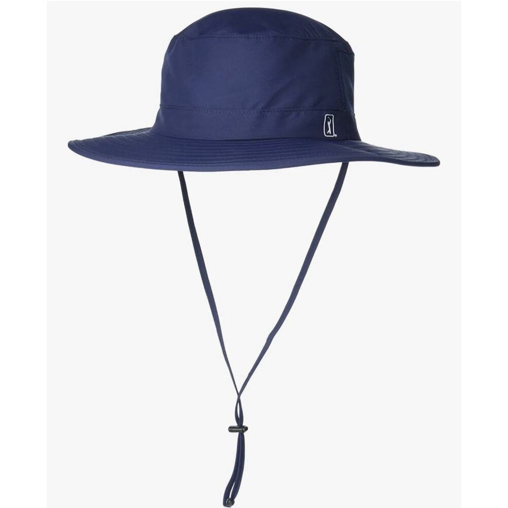 PGA TOUR Men’s Solar Golf Bucket Hat with Chin Strap One Size Navy NWT